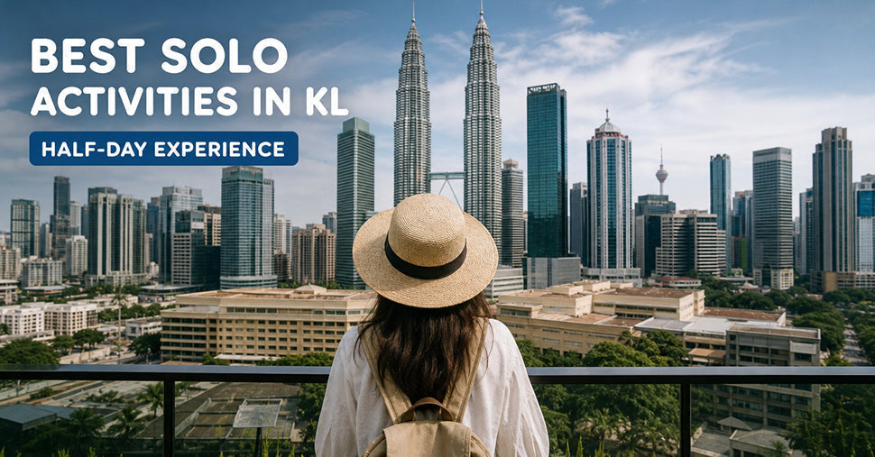 A girl with backpack facing the KL view