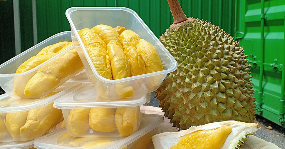 Few fresh durian boxes